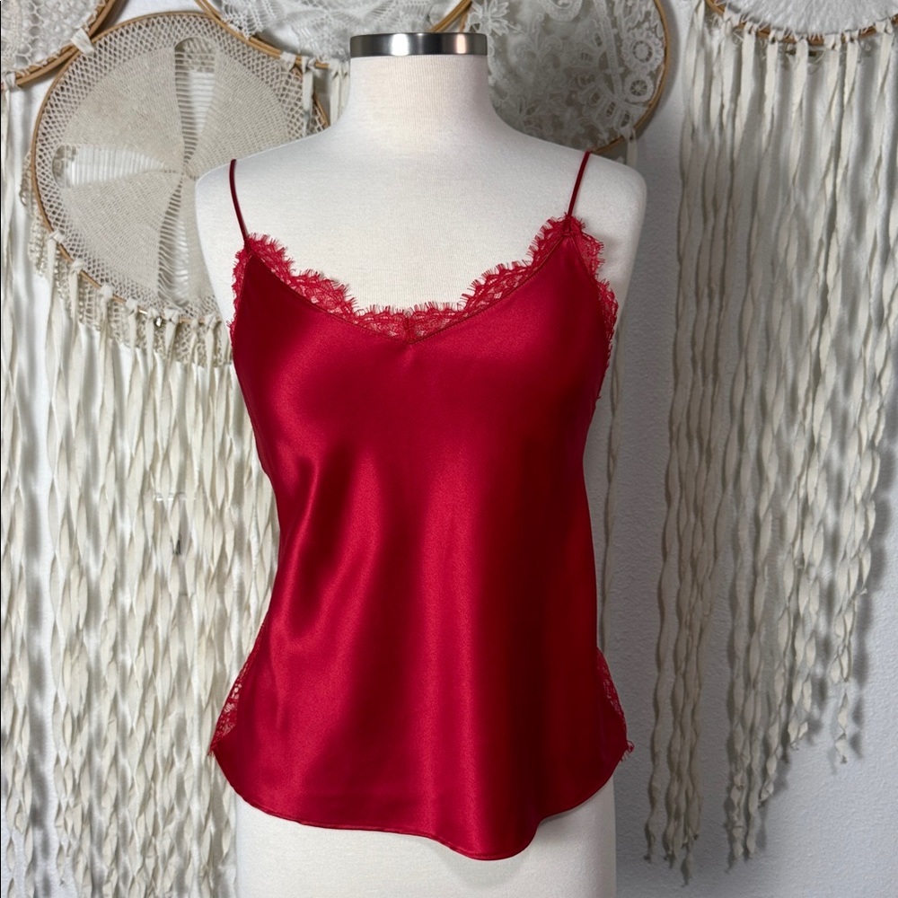 Victoria's Secret Red Satin and Lace Cami with Open Back XS
